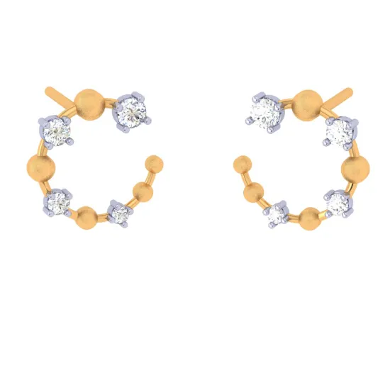 14KT Stone Studded Fancy Gold Earring Design