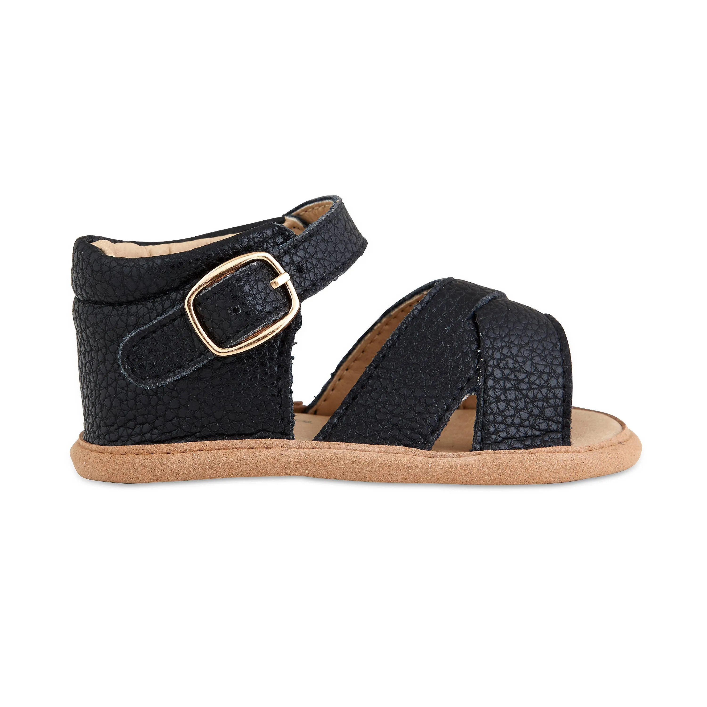 Babe Basics - Black Split-Soled Leather Baby Sandals