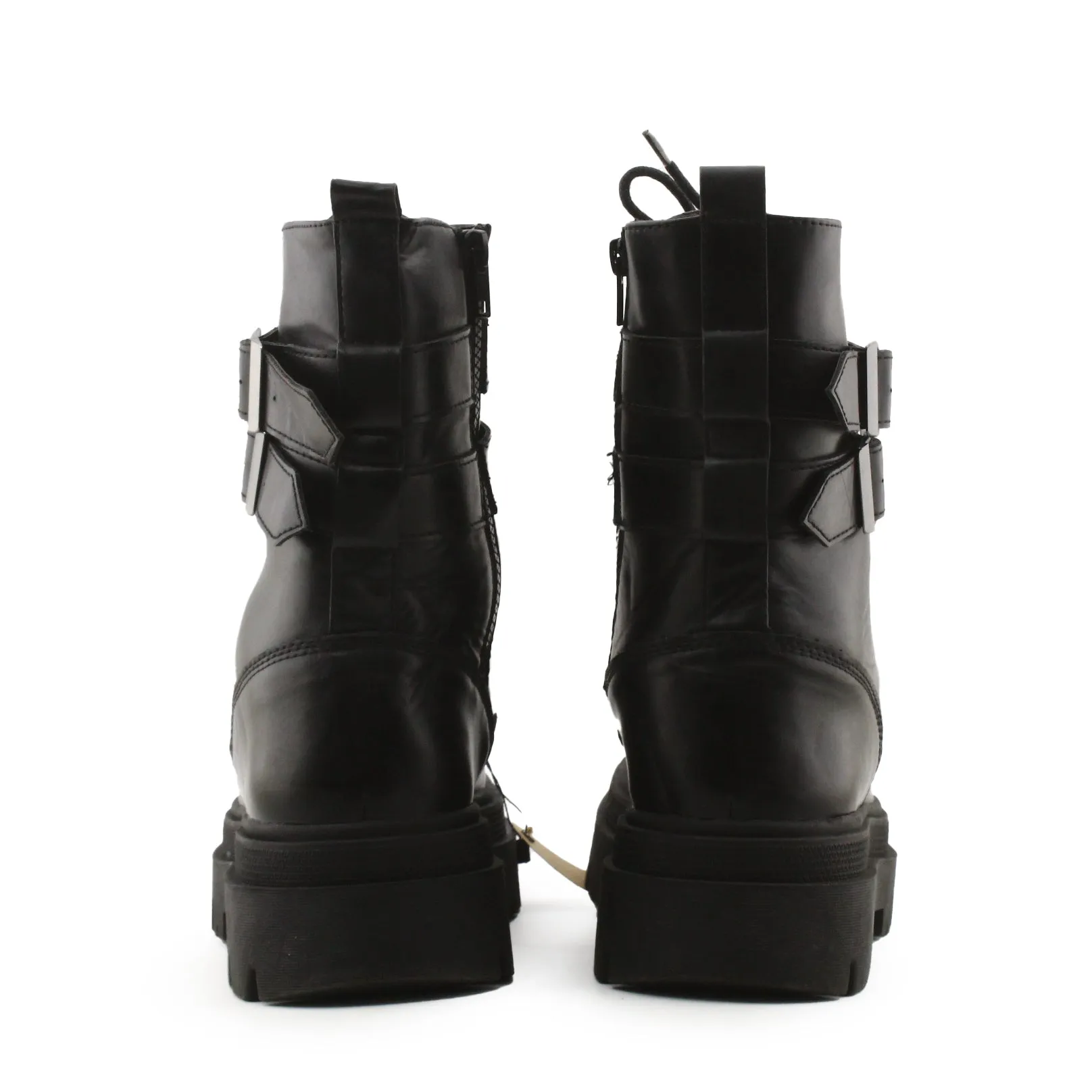 Bershka Laces Buckle Straps Combat Boots | 100% Authentic Leather