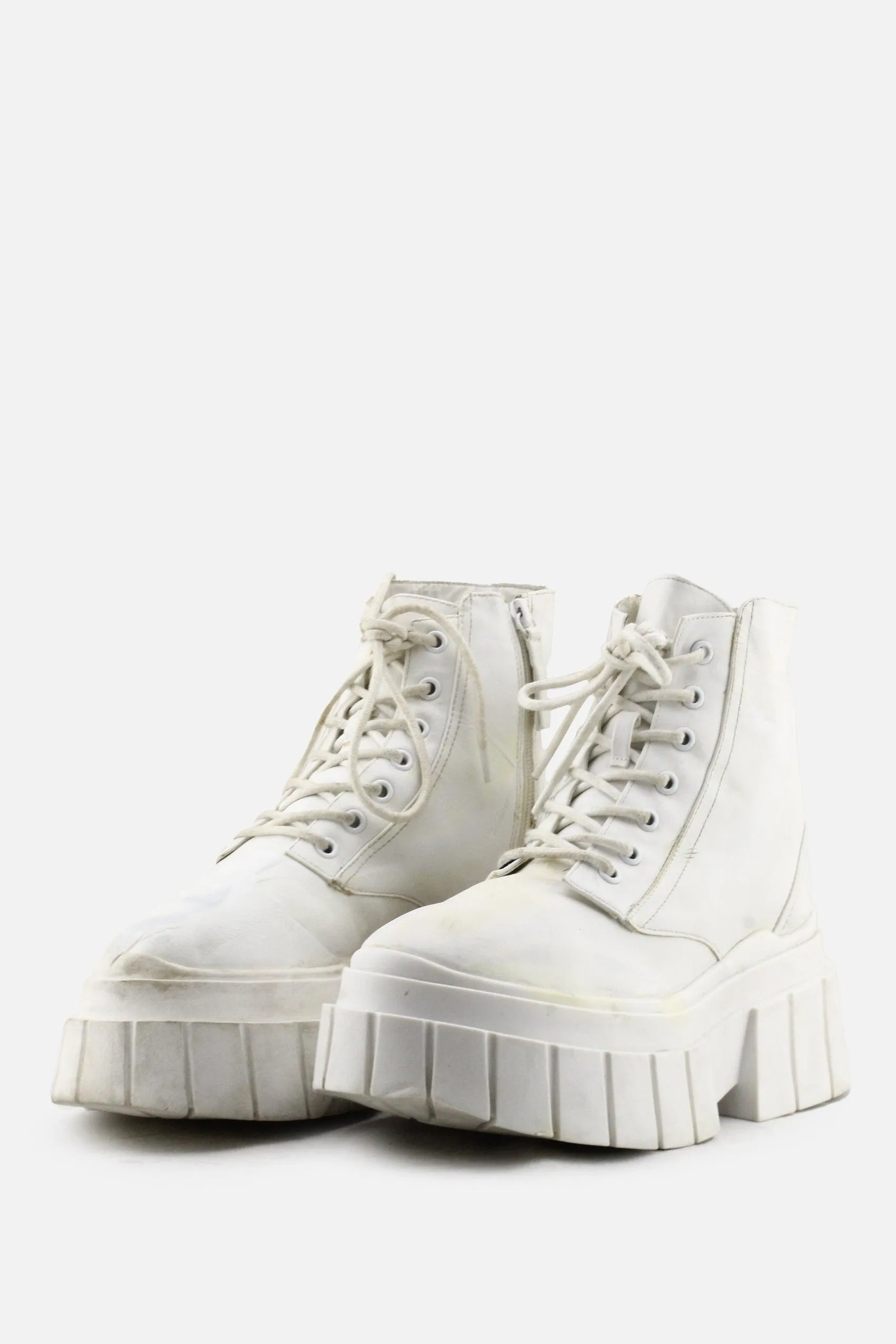 Bershka Zipper Laces Combat Ankle Boots | 100% Authentic Leather