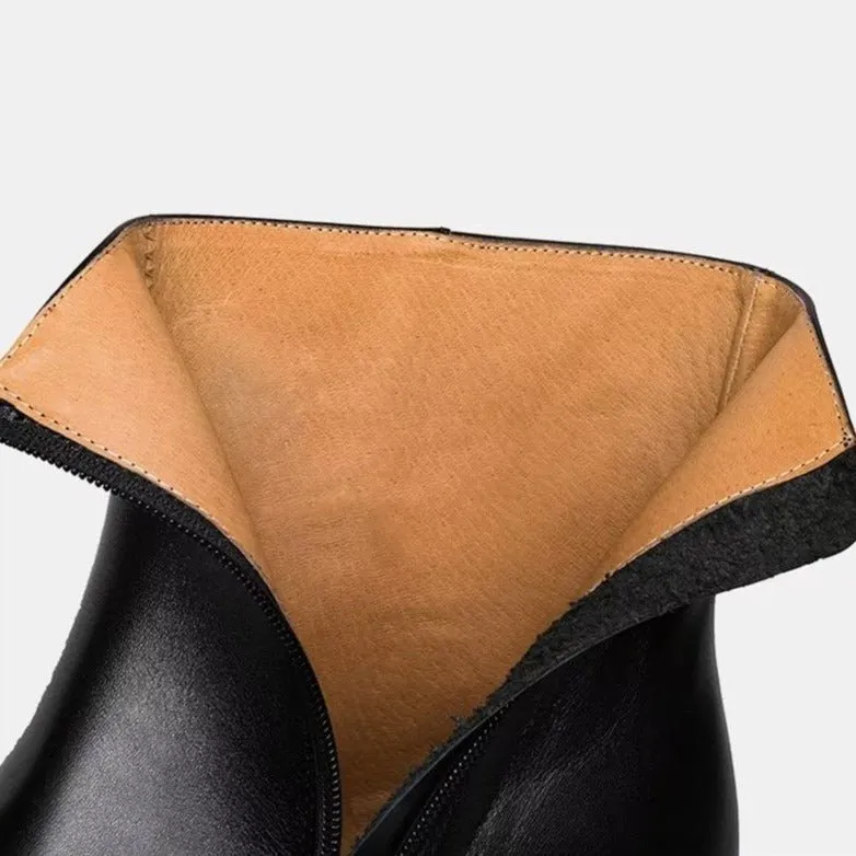 Chic Leather Pointed Toe Ankle Boots