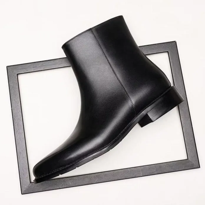 Chic Leather Pointed Toe Ankle Boots