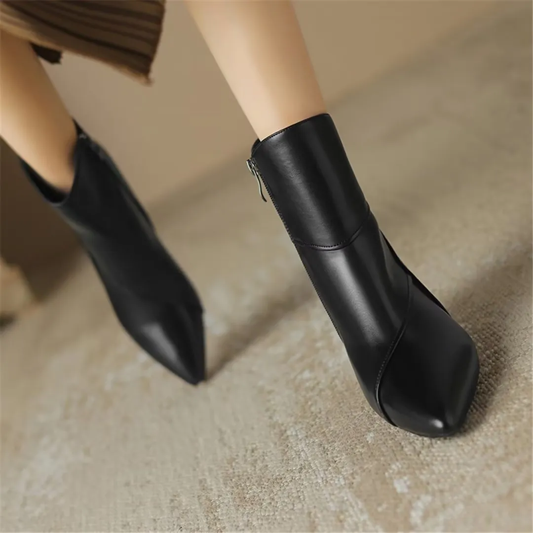 ChicLeather Elegance Pointed Toe Winter Boots