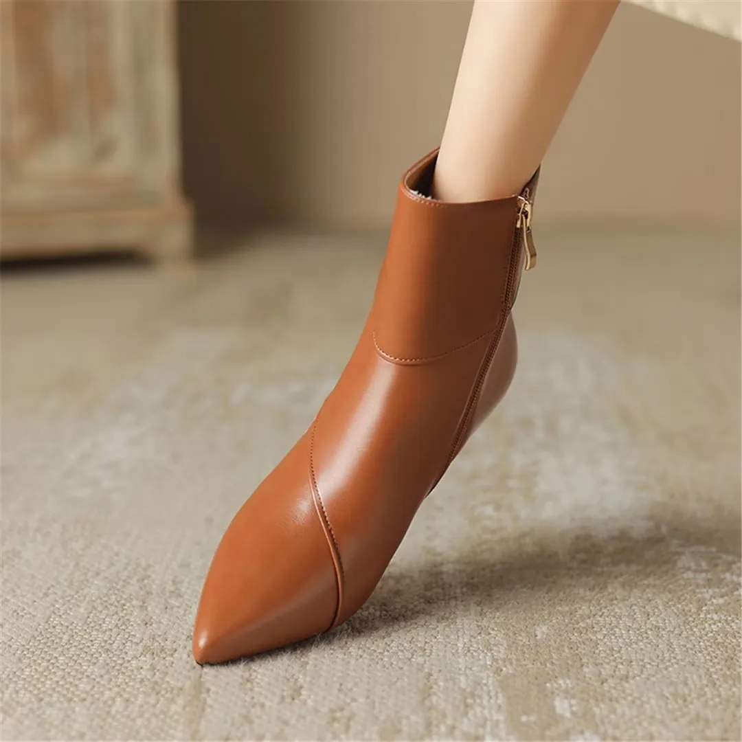 ChicLeather Elegance Pointed Toe Winter Boots