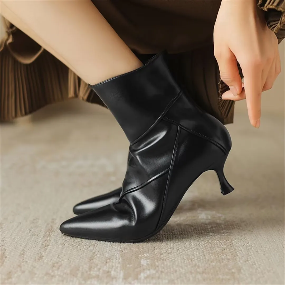 ChicLeather Elegance Pointed Toe Winter Boots