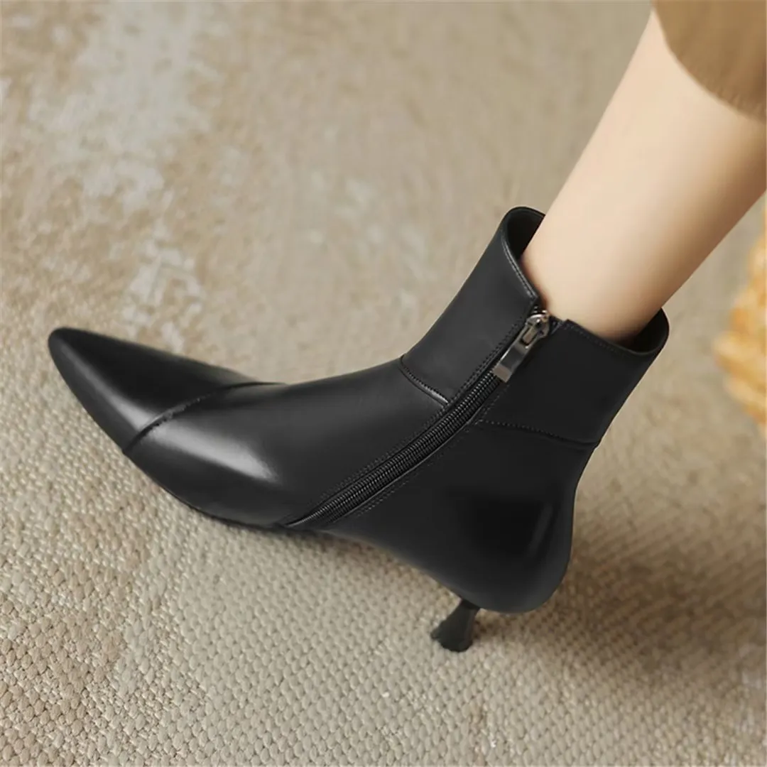 ChicLeather Elegance Pointed Toe Winter Boots