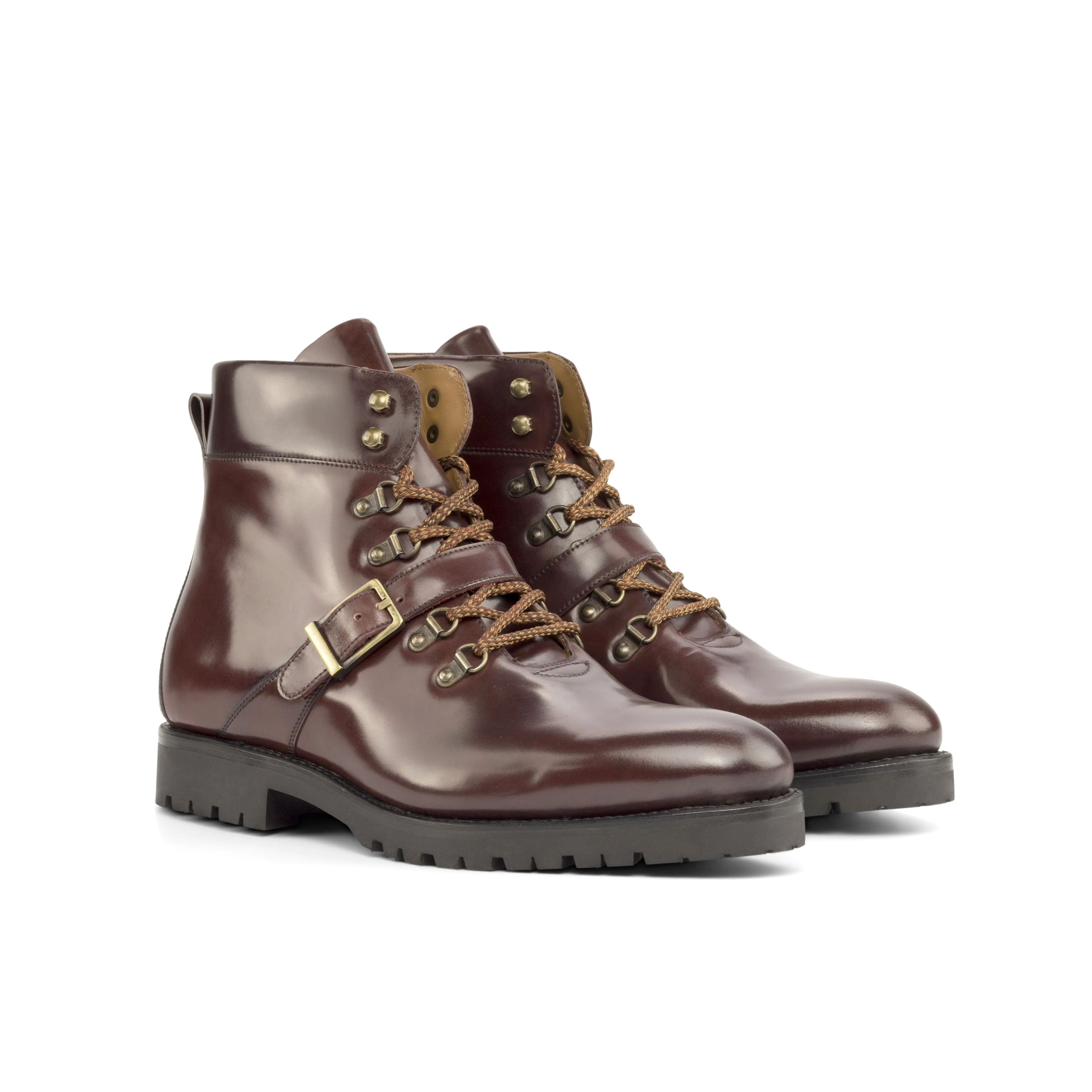 DapperFam Everest in Burgundy Men's Italian Cordovan Leather Hiking Boot