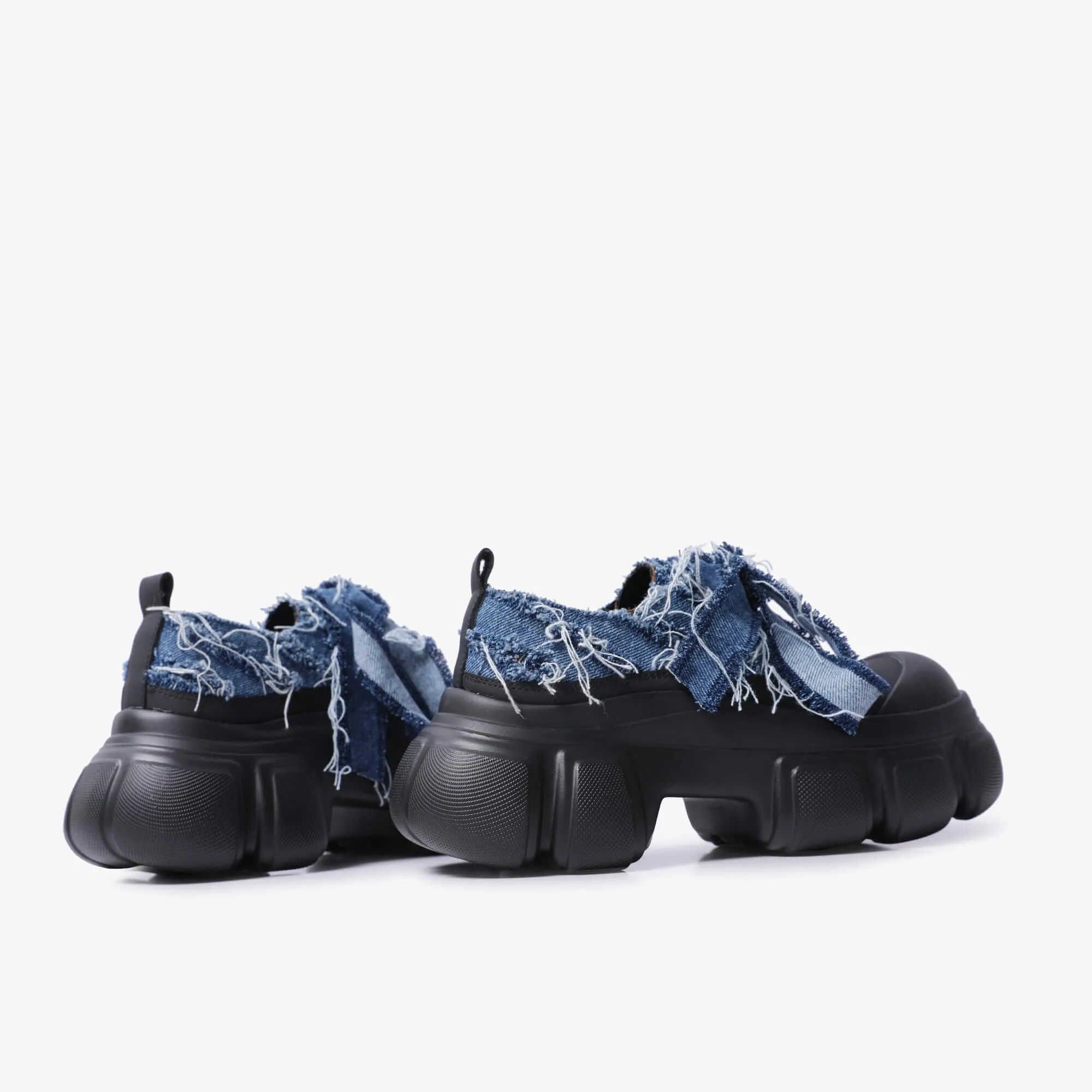 Denim Bubble Sole Front Bow Aesthetic Boots