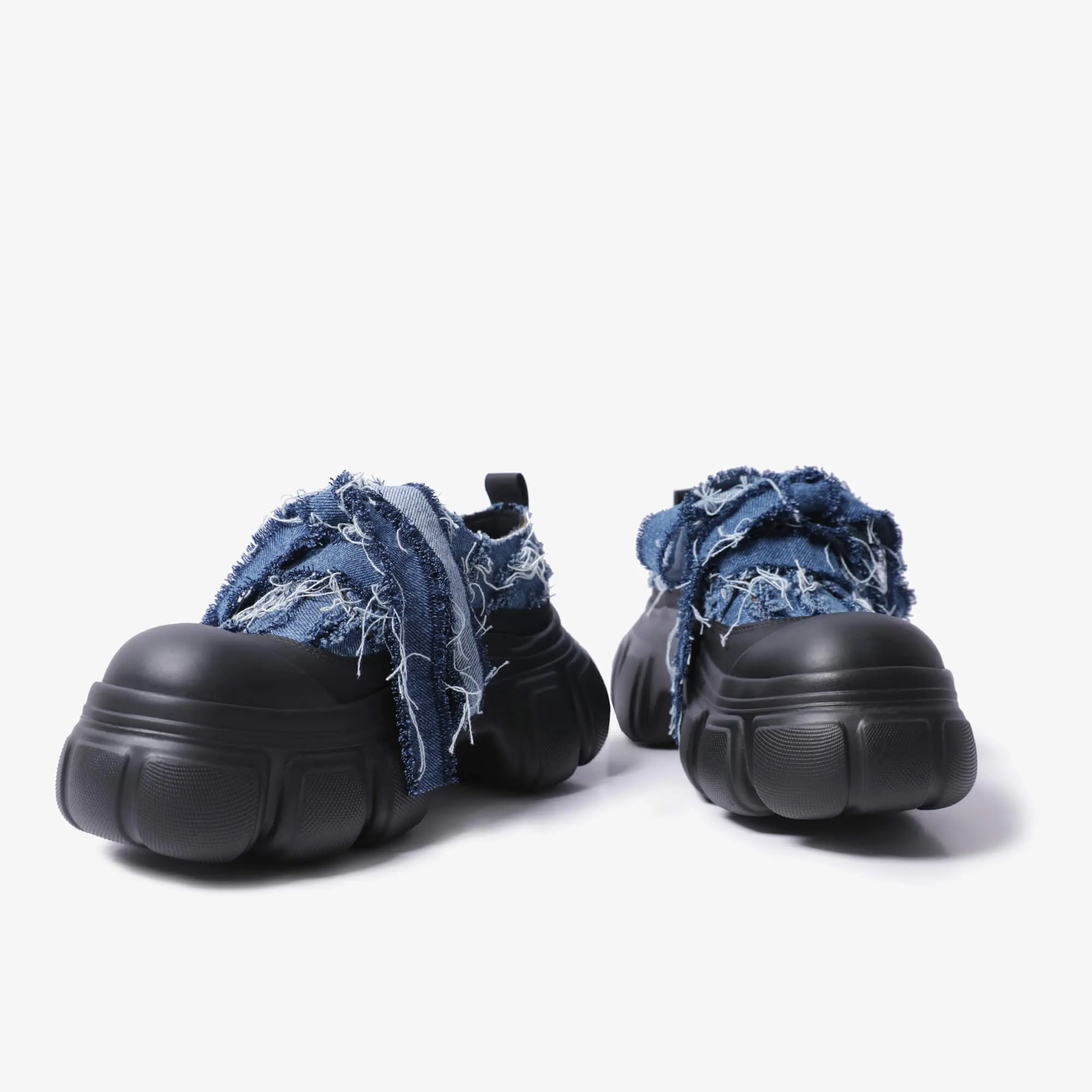 Denim Bubble Sole Front Bow Aesthetic Boots