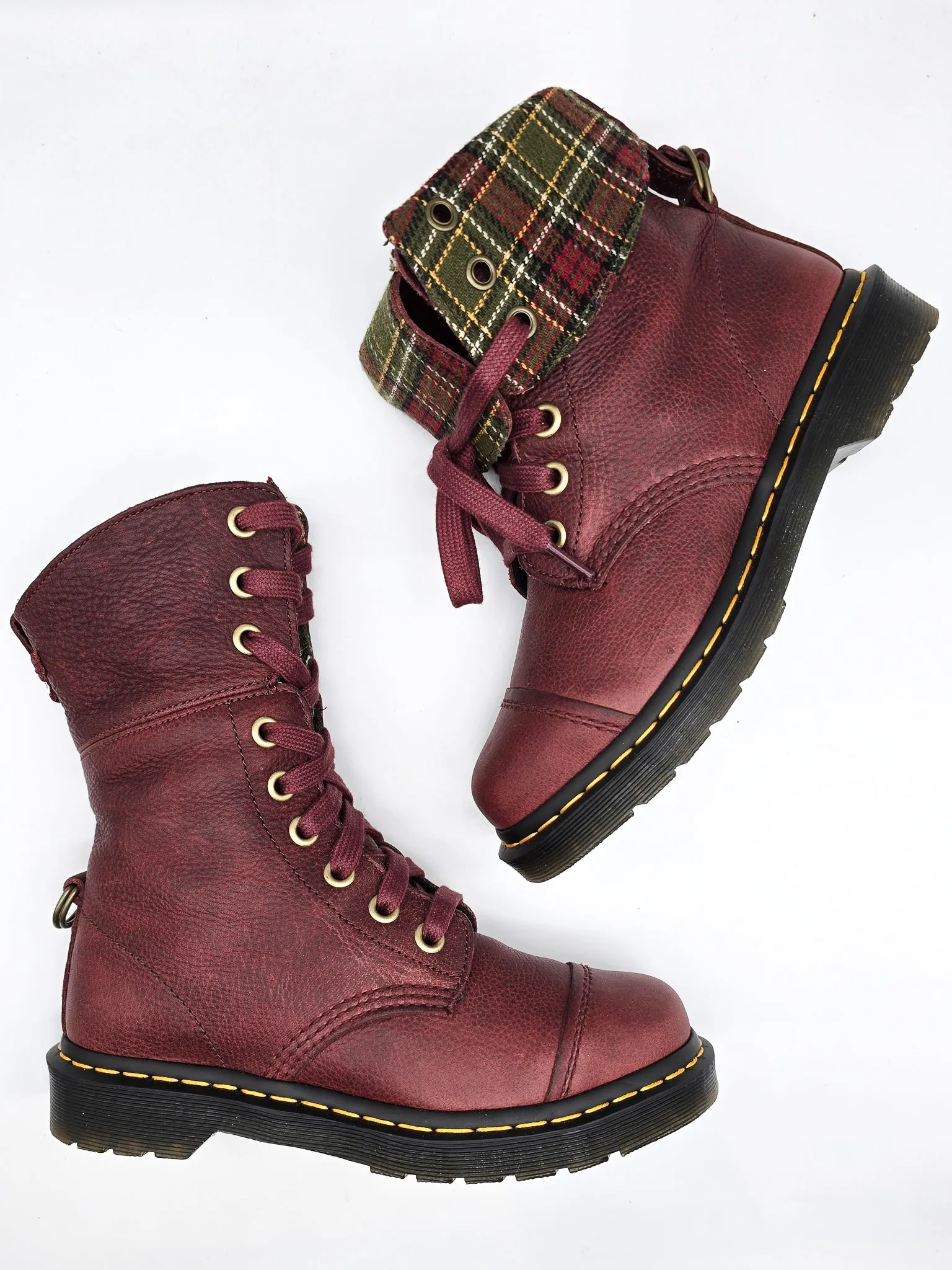 DR. MARTENS AIMILITA BURGUNDY PLAID