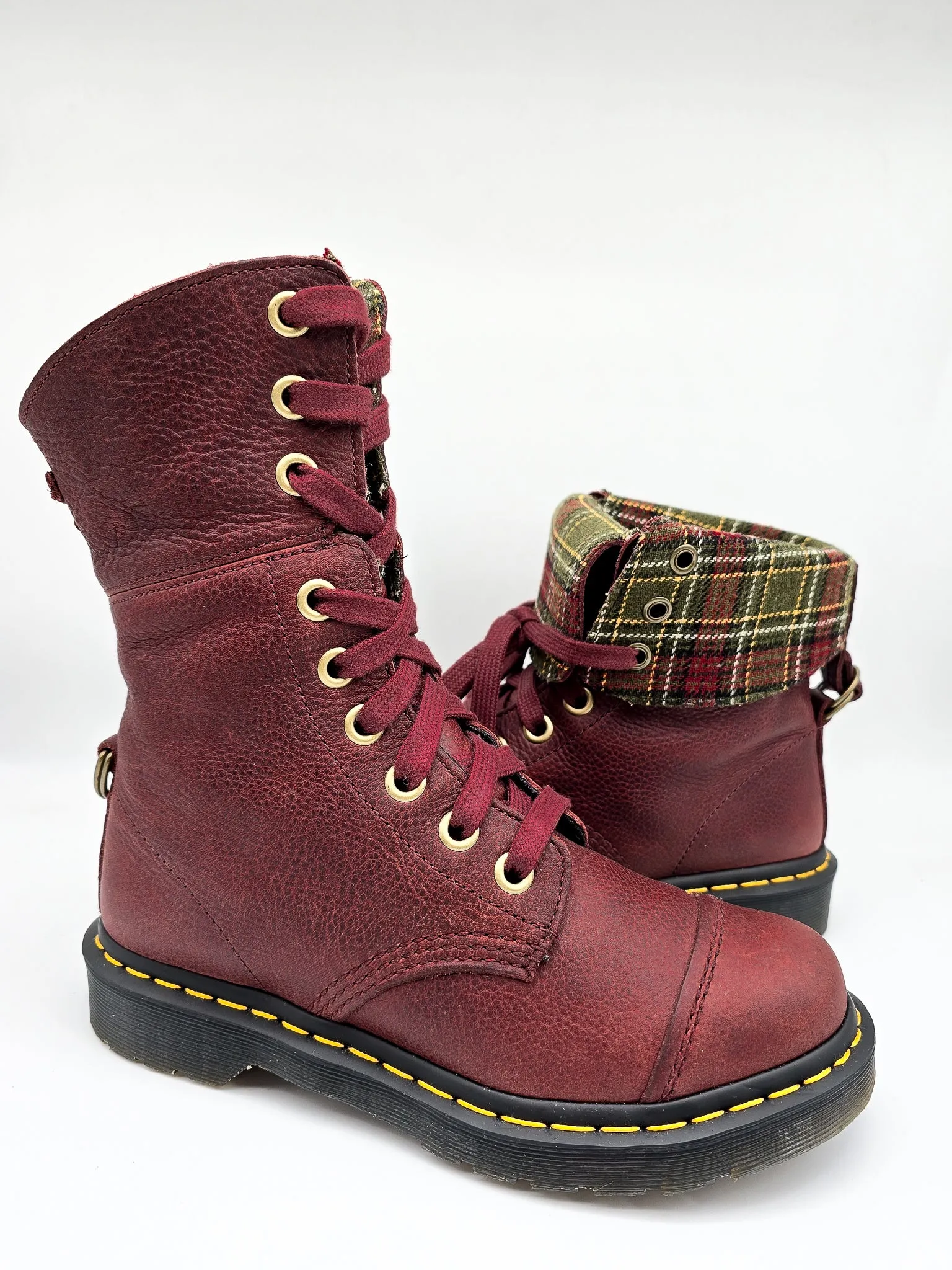 DR. MARTENS AIMILITA BURGUNDY PLAID