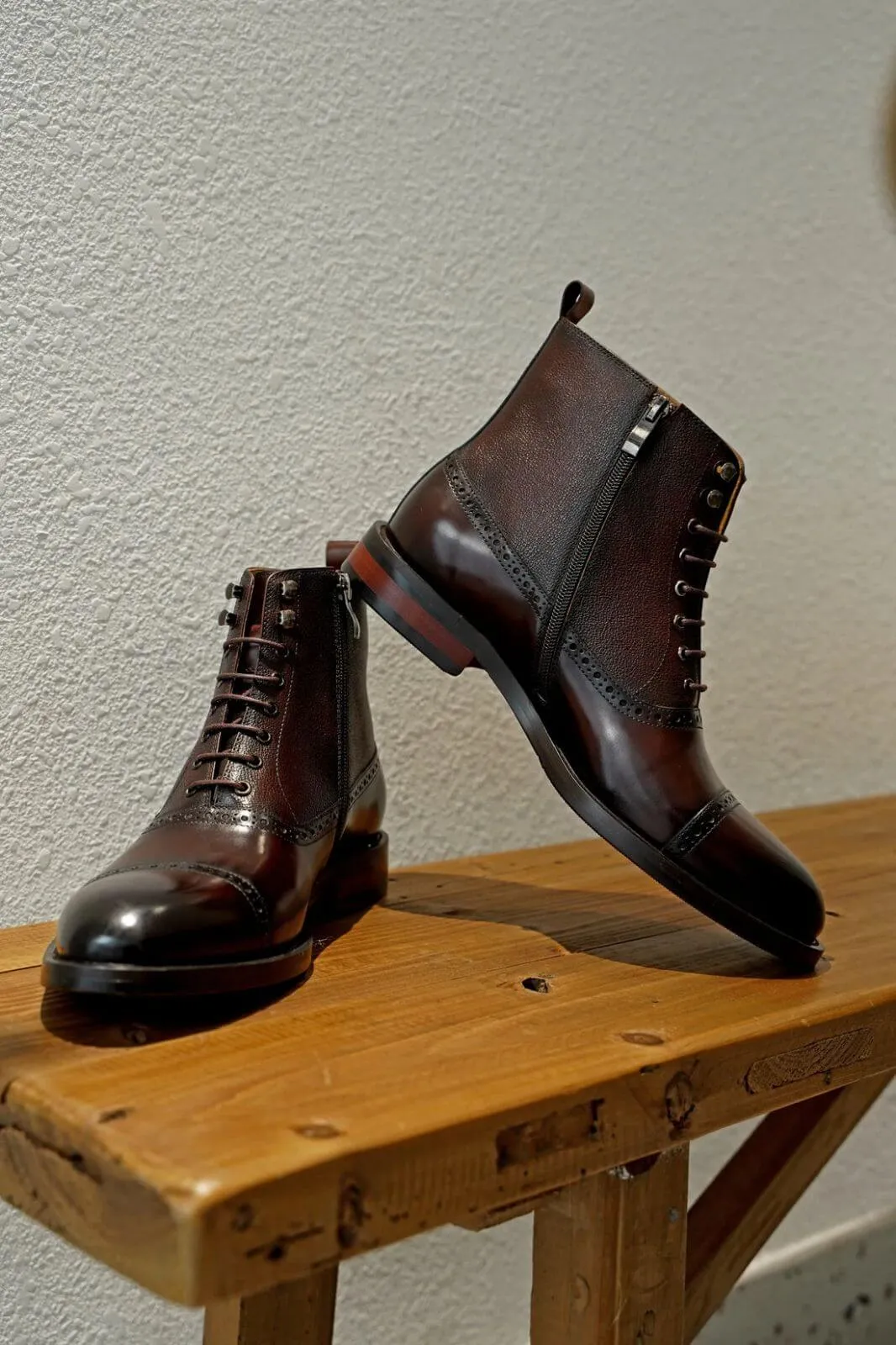 Explorer Patina Combat Boots - Walnut Brown