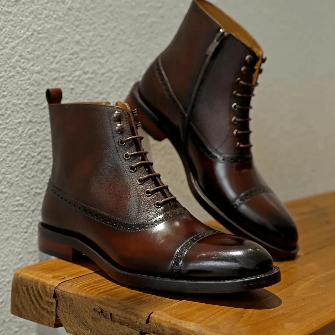 Explorer Patina Combat Boots - Walnut Brown