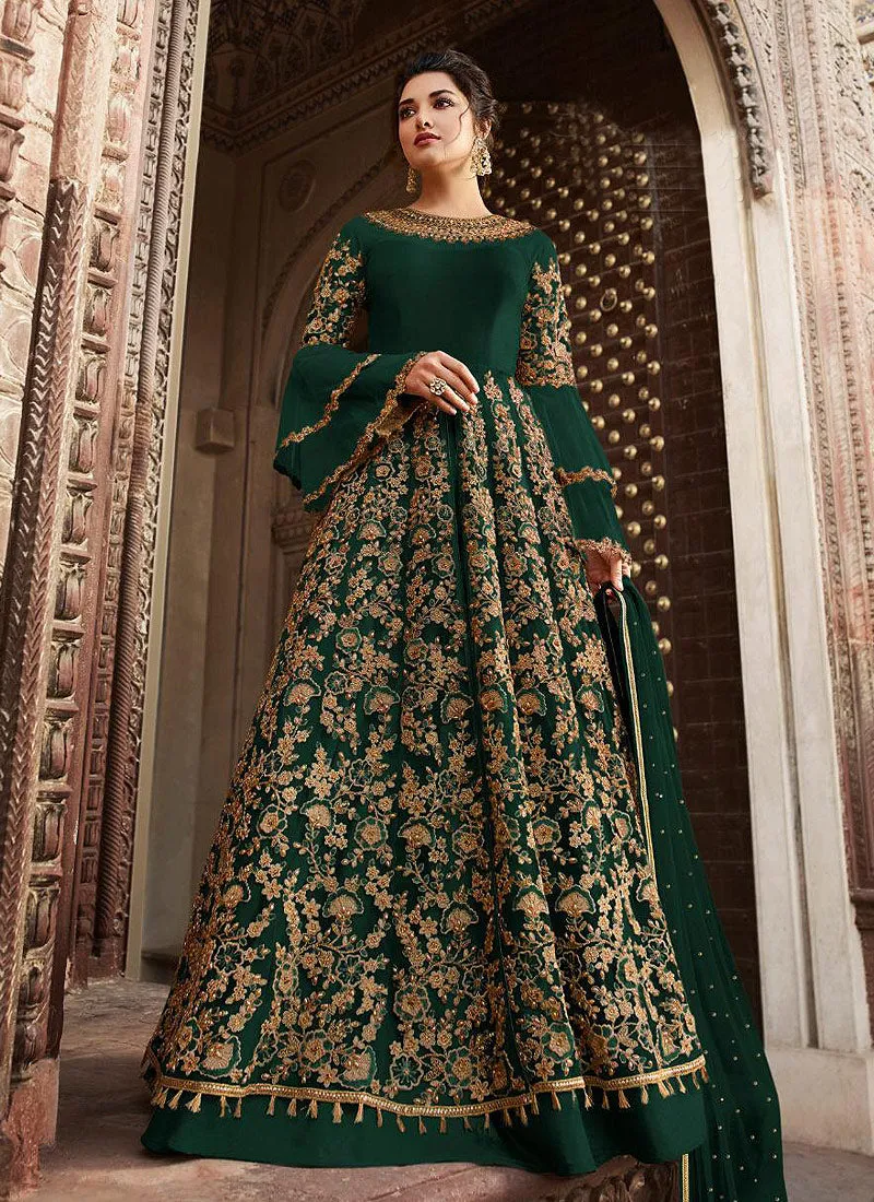 Green Overall Embellished Lehenga/Pant Suit