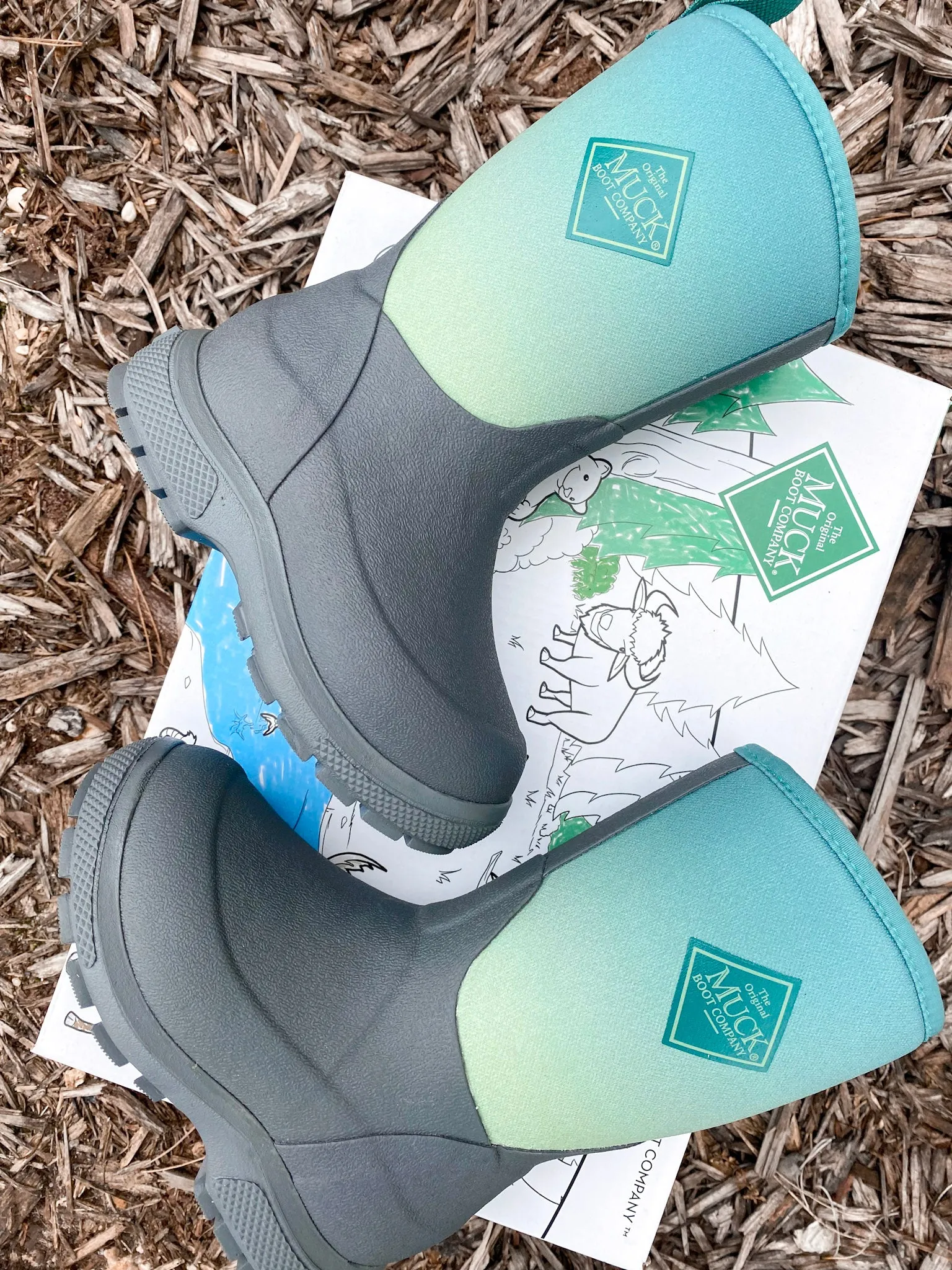 KID'S ELEMENT GRAY & TEAL FADE MUCK BOOTS