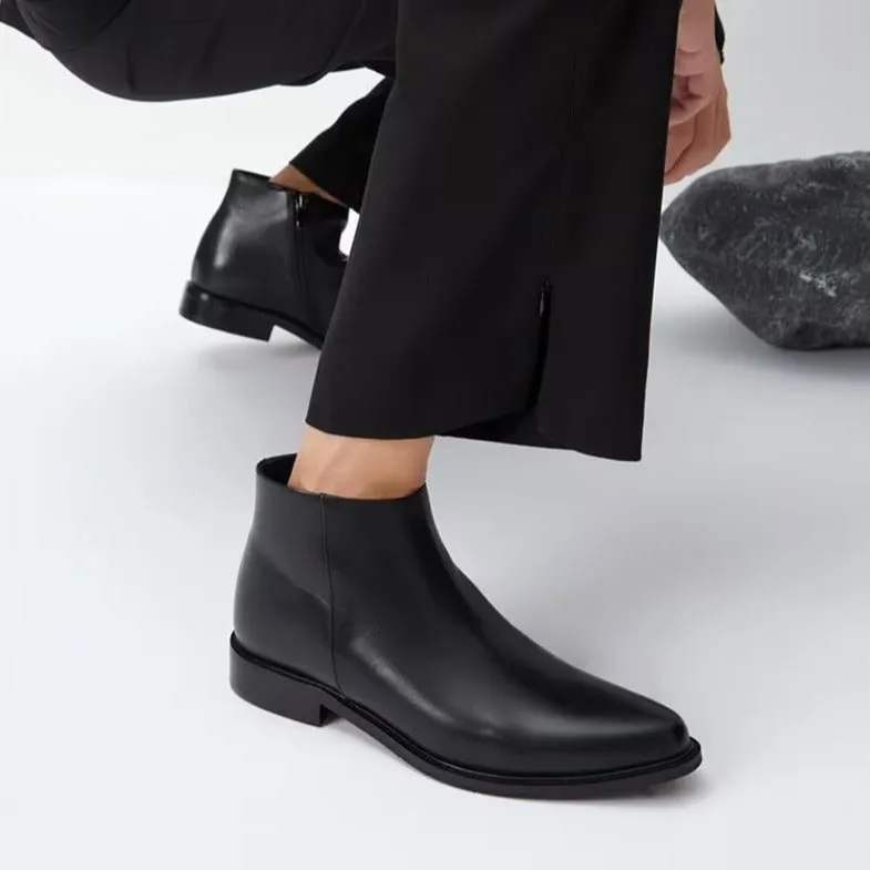 Luxe Chic Leather Zipper Boots