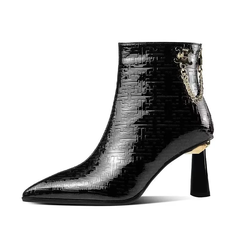 LuxeLeather Exotic Chic High Heeled Boots