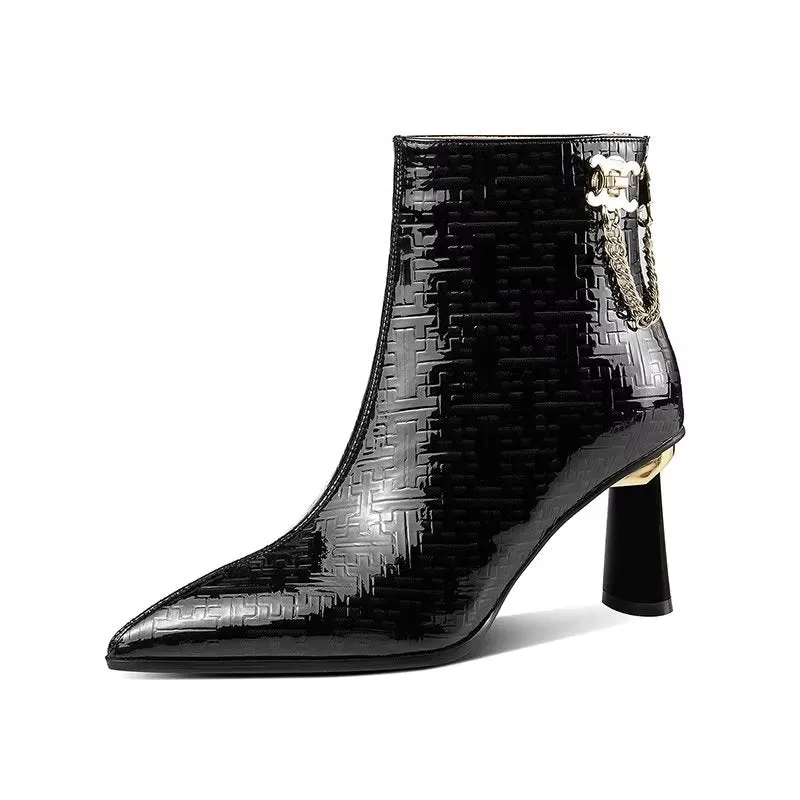 LuxeLeather Exotic Chic High Heeled Boots