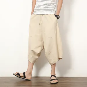 Men's Lantern Pants Loose Cotton Linen Shorts Wide Leg Beach Pants-Arwid Trouser