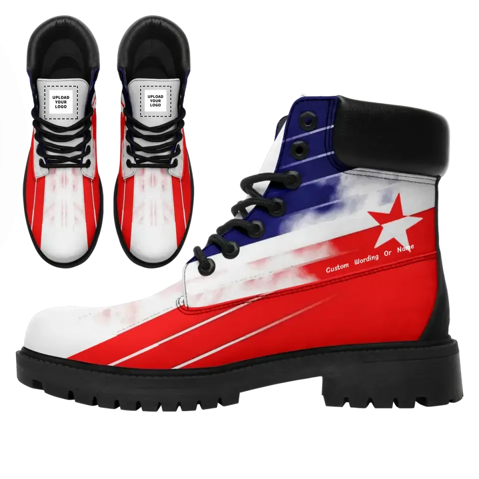 Professional thank you gifts, Personalized Texas Flag Boots, Custom Stylish Leather Boots,Unisex  Combat Boots,TB-24020029-1