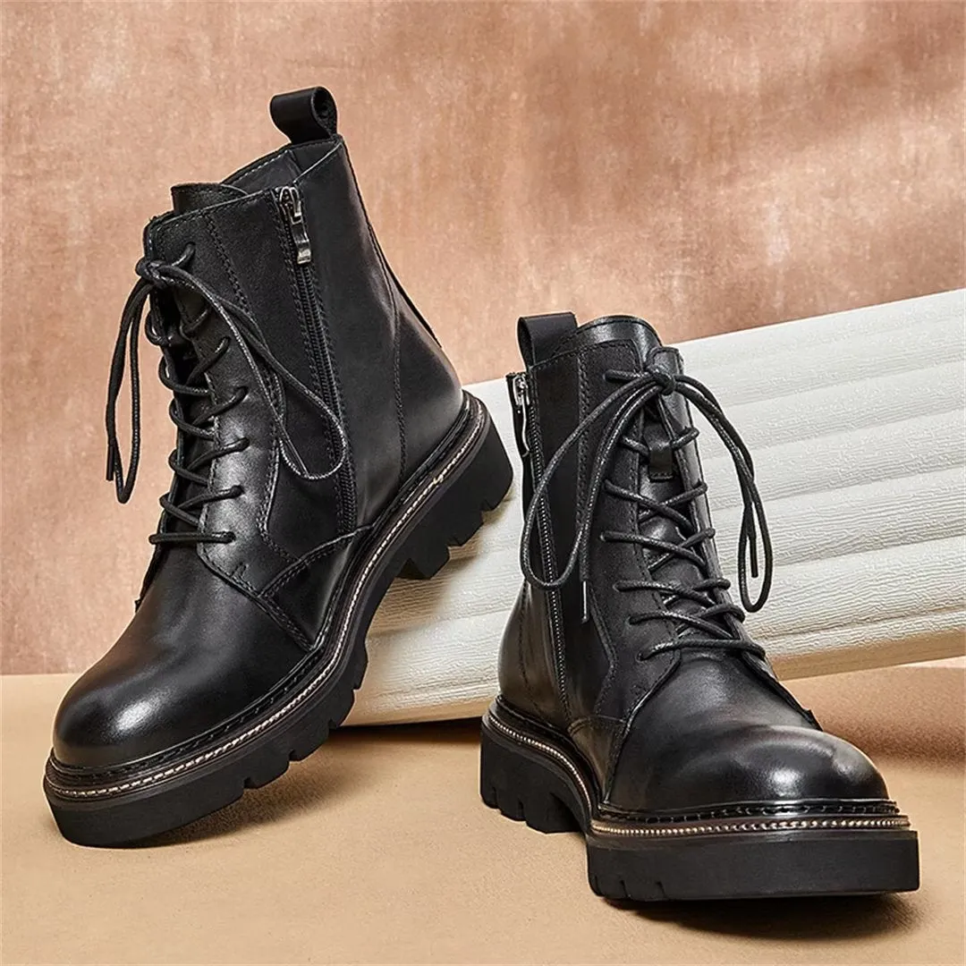 Sheepskin Chic Vintage Lace-Up Ankle Boots