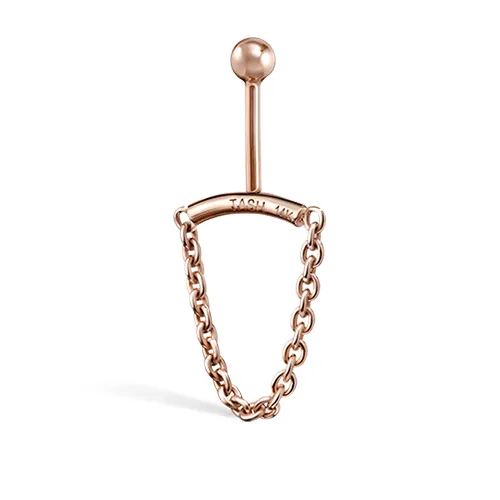 Single Chain Drape Threaded Stud Earring by Maria Tash in 14K Rose Gold