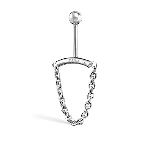 Single Chain Drape Threaded Stud Earring by Maria Tash in 14K White Gold