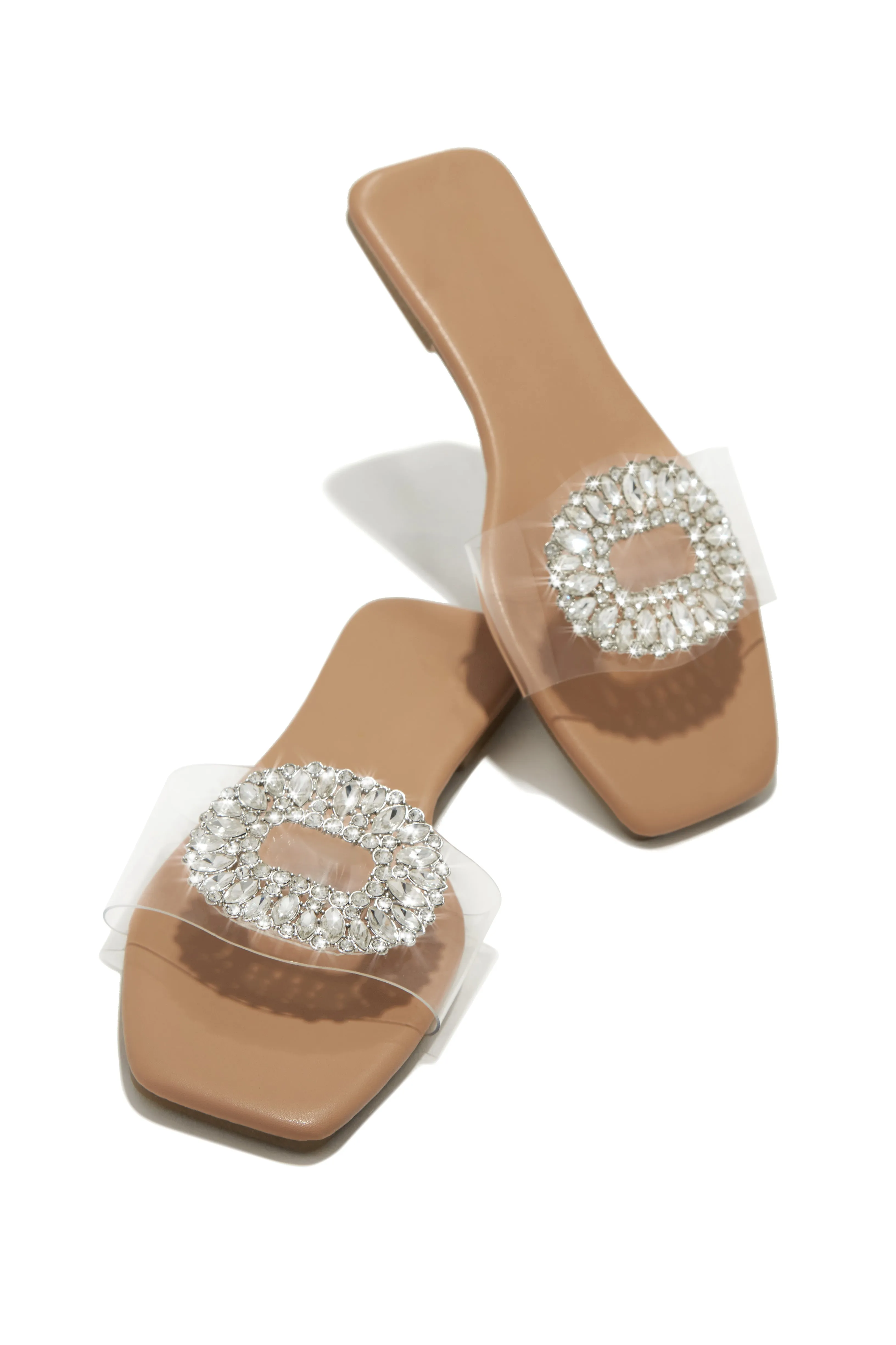 St. Barths Embellished Slip On Sandals - Silver