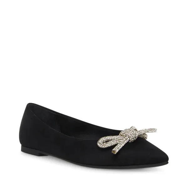 The Elina Crystal Bow Flats - Black