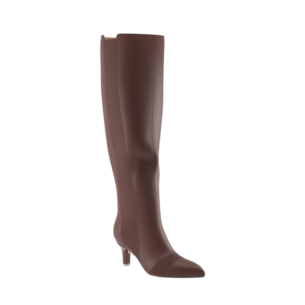 The Knee High Boot Walnut Leather   Stiletto Heel Kit 3 Walnut