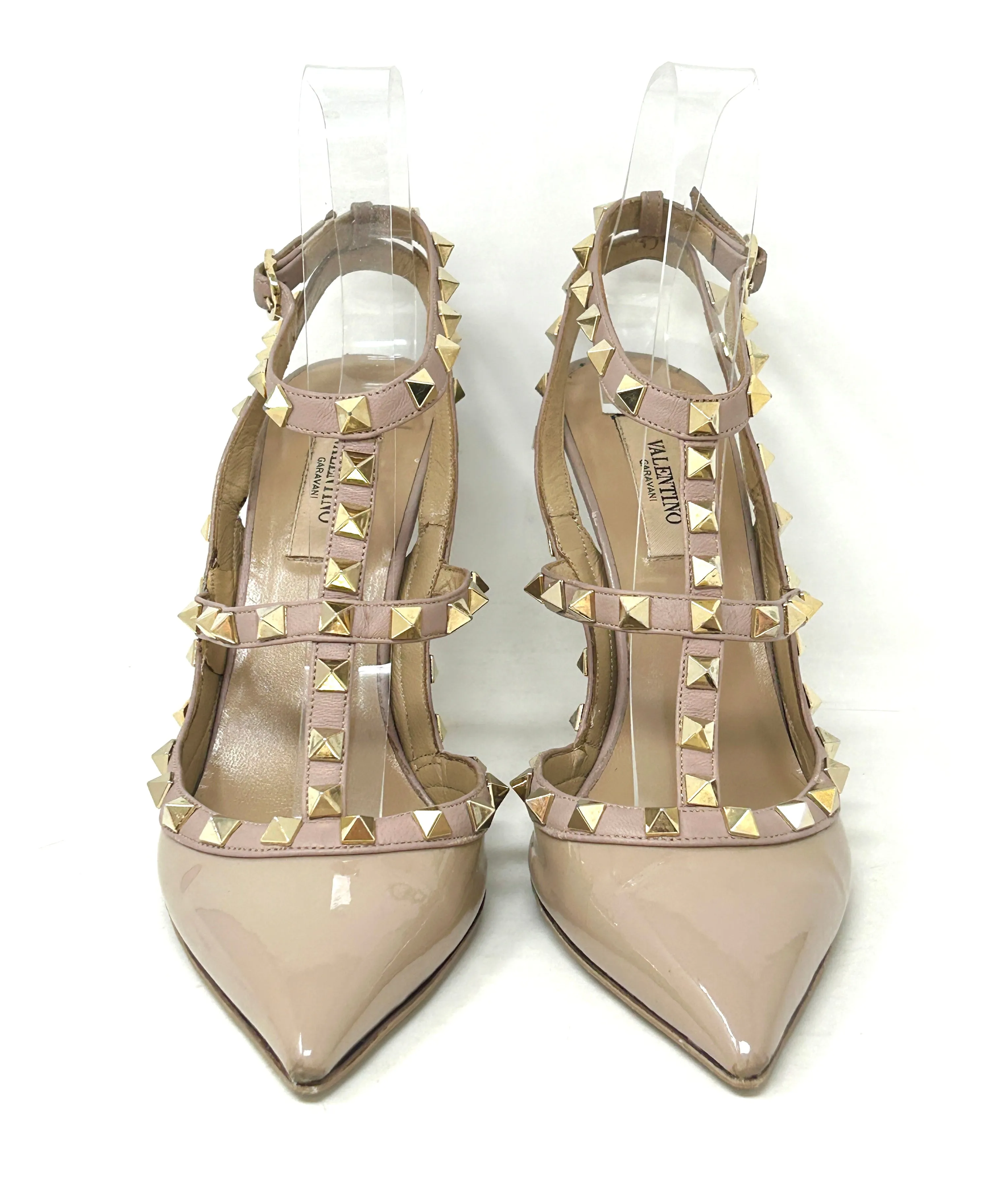 Valentino Garavani Rockstud 100 Nude Patent Leather Studded Pump Heels 37.5 UK 4.5