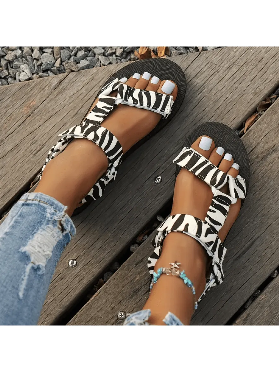 Women's Non-Slip Versatile Casual Summer Soft Bottom Beach Shoes, Comfortable Thick Soled Fashion Print Sandals