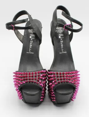 Women's Vintage 90's Jeffrey Campbell Vicious-N-Platform Shoes Pink Purple Studded Slingback Size 6